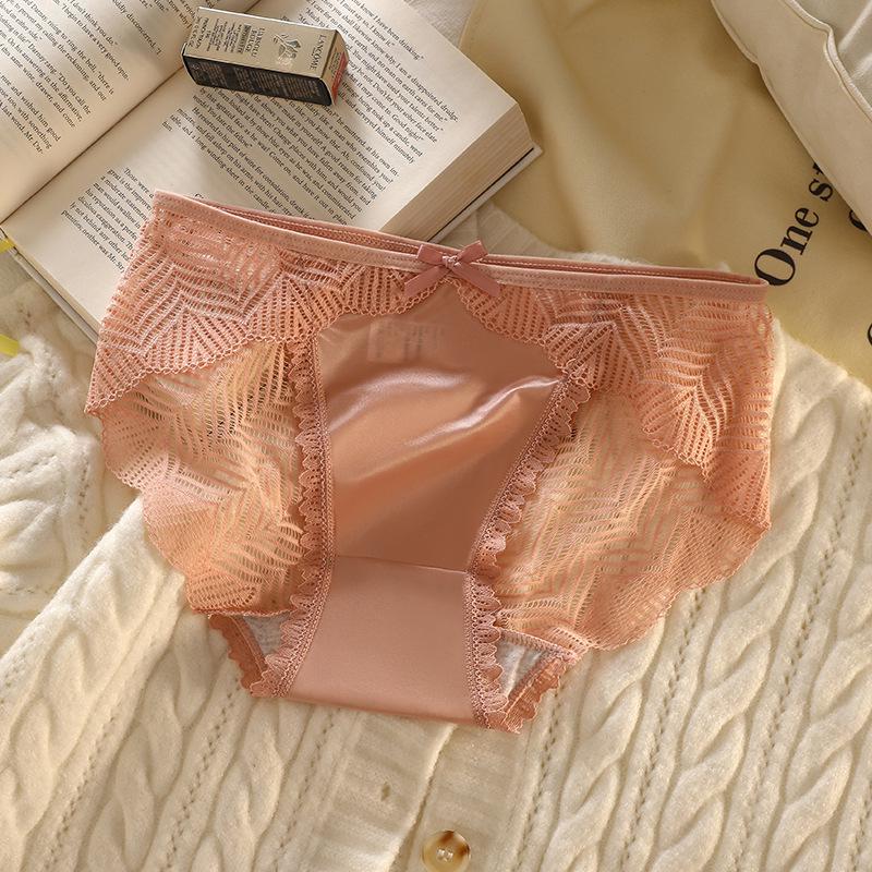 Women's Low Waist Lace Panties - Pure Cotton Antibacterial Crotch, Thin, Sexy, Transparent, Breathable Briefs.