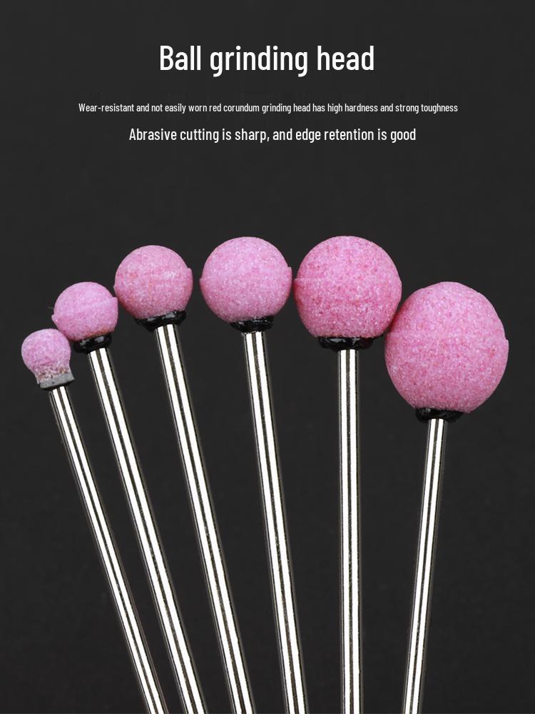 3 мм Красный корунд на кремневой связке Шаровидный шлифовальный круг с длинным хвостовиком для дрели - Удаление ржавчины с металла и полировка.