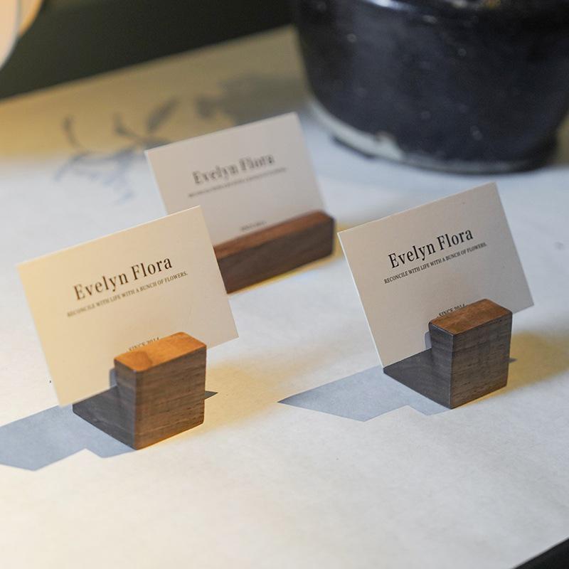 Walnut/Beech Wood Card Holder - Simple Style Photo and Menu Display Base