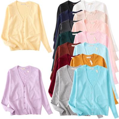 Японский кардиган-униформа JK с V-образным вырезом и длинным рукавом - Утолщенный свитер 7-й вязки для весны/осени