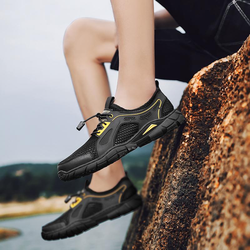 Летняя обувь для мужчин, модная повседневная дышащая обувь, уличные кроссовки с плоским дном и противоскользящей сеткой, удобная походная обувь