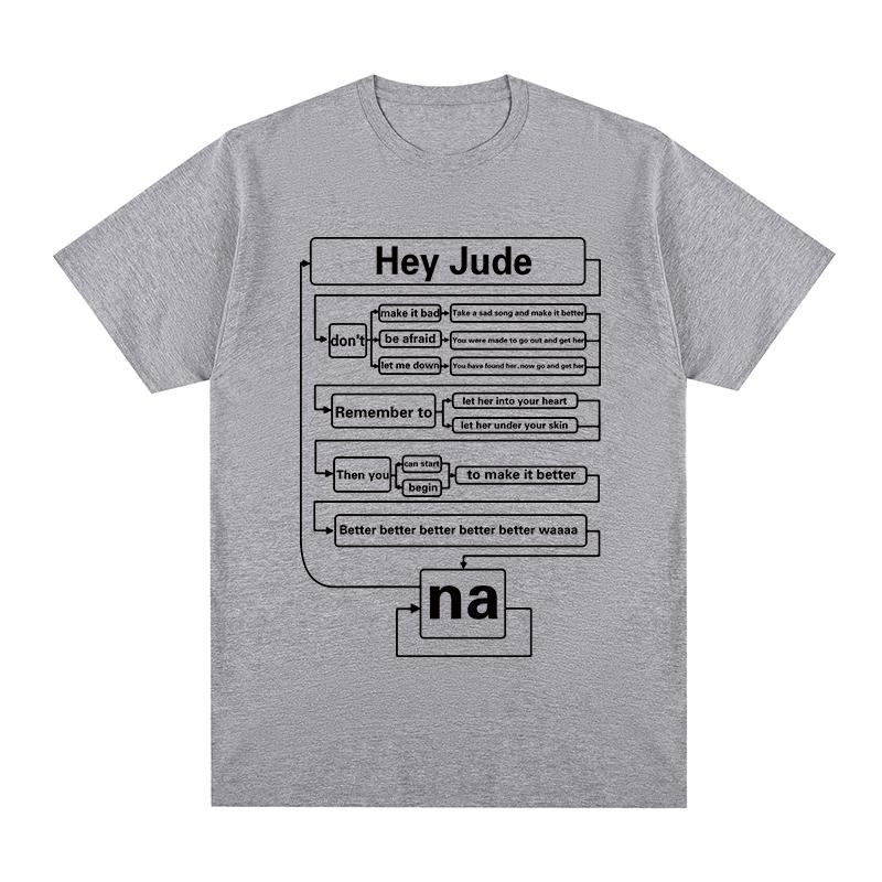 Футболка Hey Jude в стиле хип-хоп и рок с коротким рукавом в стиле ретро, ностальгия, инженерная мужская и женская одежда, 100% хлопок, свободная повседневная уличная одежда