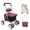 PIPIBEAR Silver Car Walker Handcart Aluminum Multifunctional Walker Foldable Lightweight Compact For Elderly Shopping Cart 7 Level Height Adjustment