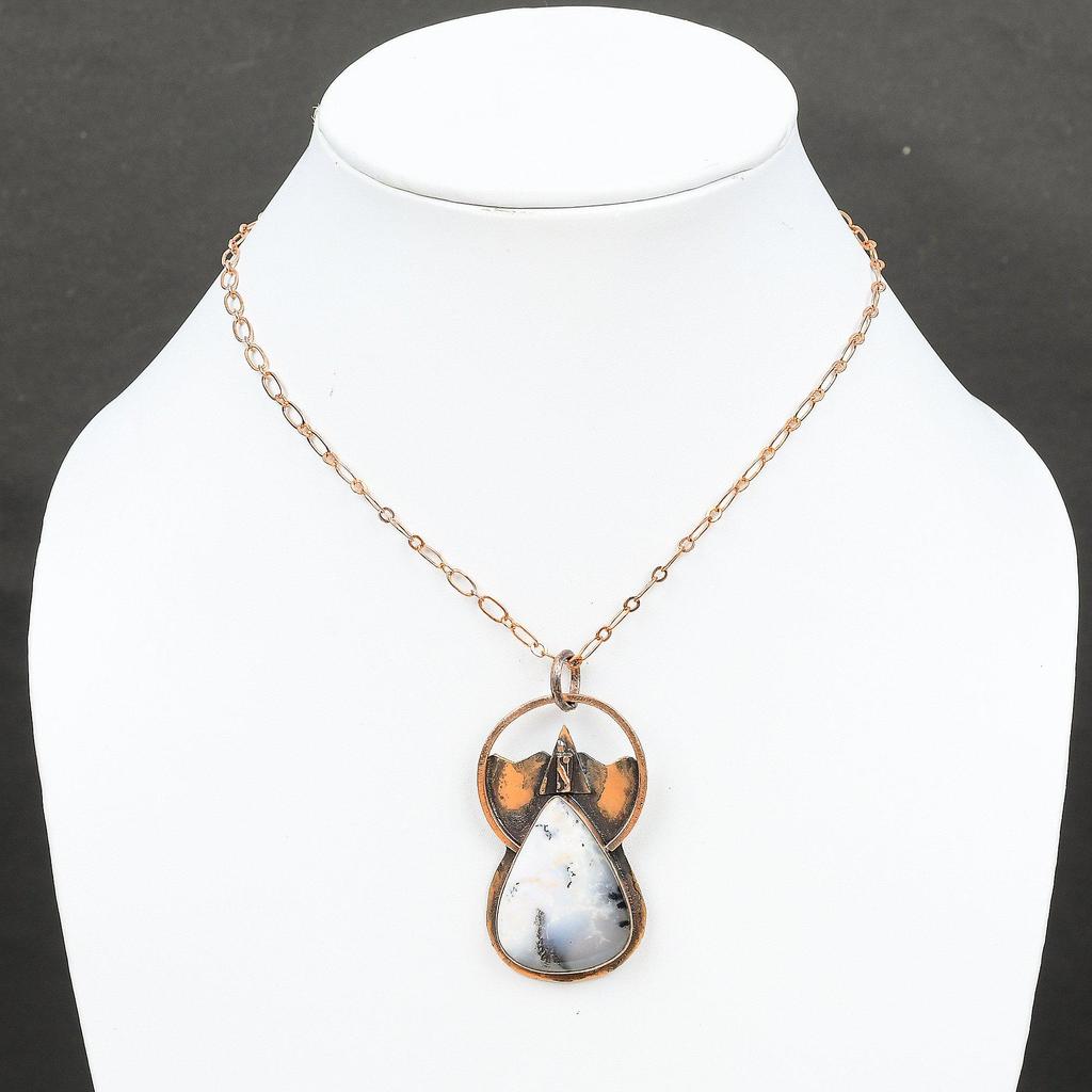 Подвеска из опала дендрита, медная подвеска, высококачественные ювелирные изделия из драгоценных камней, подвеска ручной работы, совершенно новая подвеска, потрясающие медные ювелирные изделия, подарок для друга