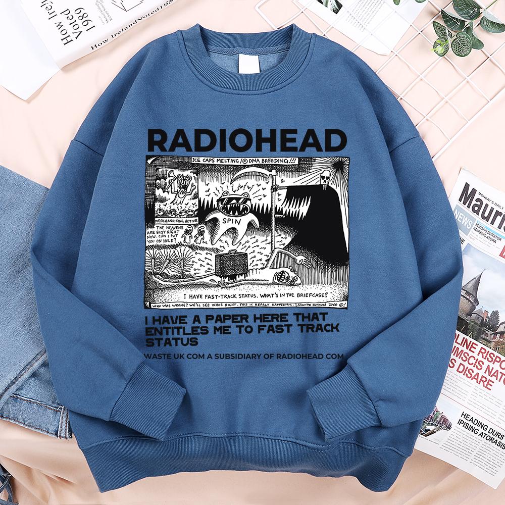 Смешная одежда с принтом Radiohead для мужчин и женщин, хип-хоп, свободное худи, винтажный пуловер, толстовка, осенний флис, флисовый пуловер, для пары