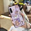 Anti-knock Ring Phone Case For LG Velvet 4G/5G Dirt-resistant Phone Holder Lanyard Silicone Soft Case Cartoon Wristband