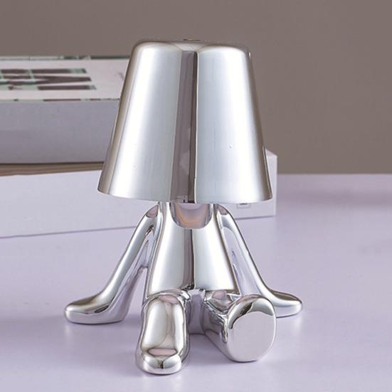 Настольная лампа в виде статуи золотого человека с USB-зарядкой, 3 цвета, регулируемая яркость, сенсорное управление, настольная лампа для дома, спальни, прикроватная декоративная светодиодная лампа для сна