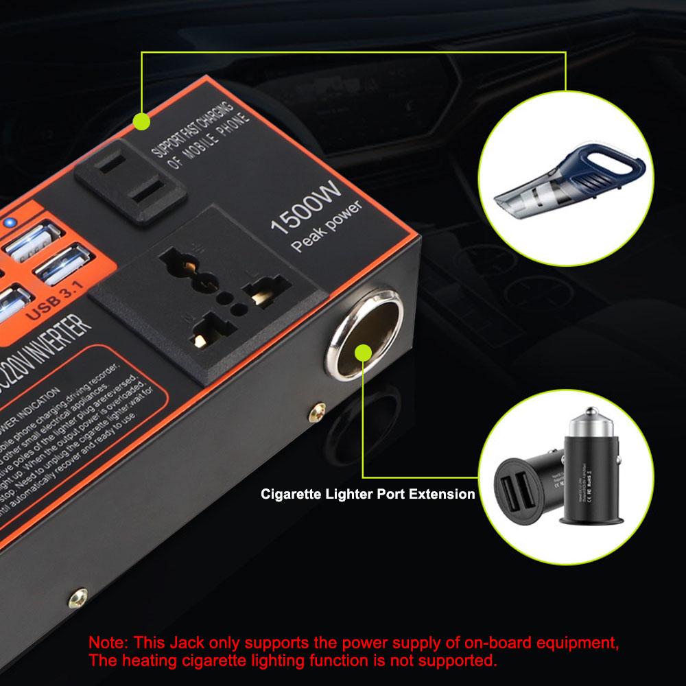 Розетка прикуривателя 8 портов Штекер прикуривателя Автомобильный инвертор DC 12В/24В в AC 110В/220В USB зарядные устройства Адаптер питания Конвертер