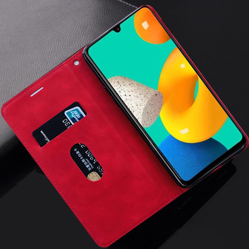 For Galaxy Samsung A03s Case A13 M52 5g Solid Color Leather Wallet Soft Phone Cases For Samsung Galaxy S22 Pro Ultra Flip Stand Holder Cover Fundas