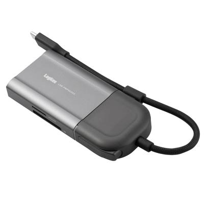 Док-станция-концентратор USB Logitec с кнопочным дисплеем, совместимая с USB PD 100 Вт, USBA x 2, 4K60Hz HDMI x 1, x 1, слот для SD/microSD, Type-C 6-в-1, ВКЛ/ВЫКЛ