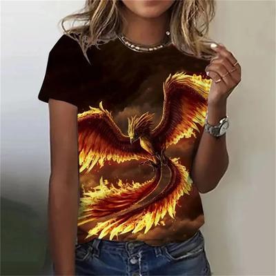 Новые футболки серии Phoenix с 3D-принтом, женская мода, футболка с коротким рукавом и круглым вырезом, Y2k Harajuku, свободные футболки, топы, женская одежда