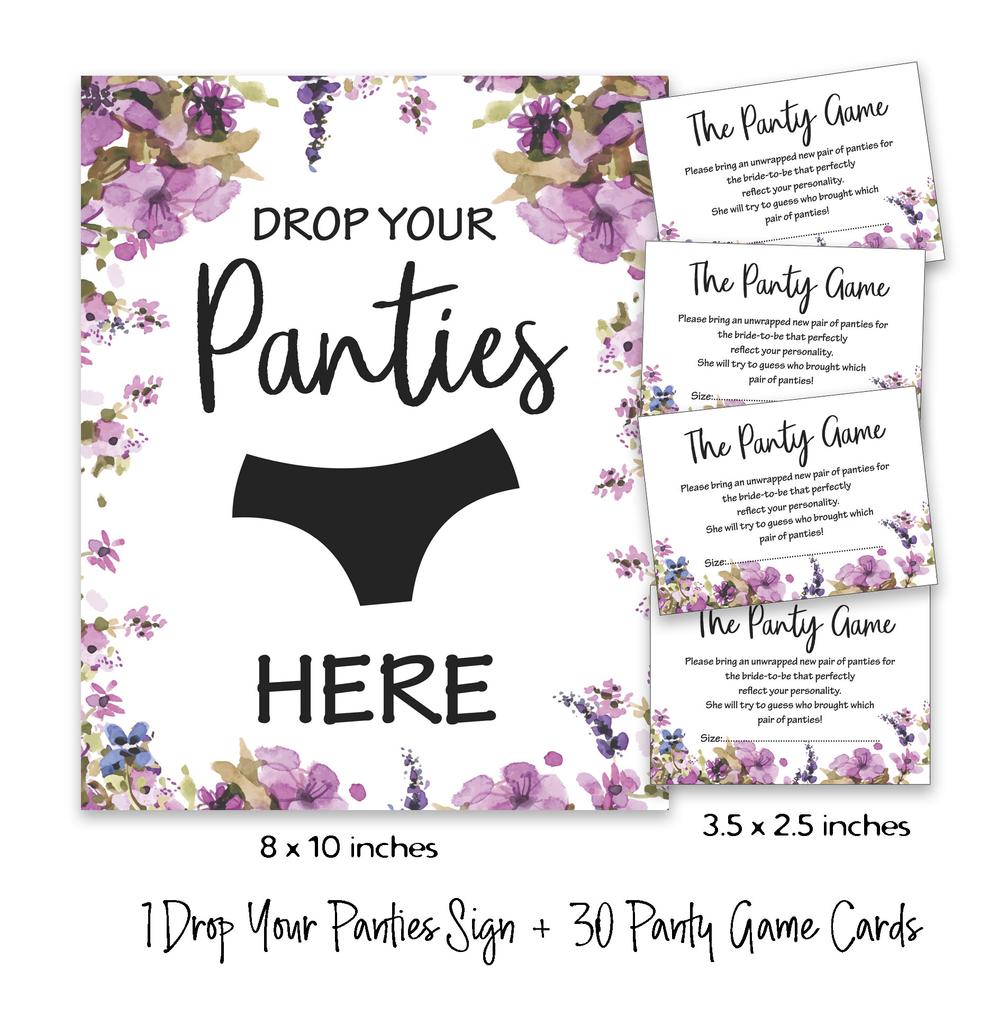 Inkdotpot Игра «Свадебный душ» 1 знак 30 карточек Белый цветочный девичник для девочек Вечеринка-девичник Сбросьте свои трусики