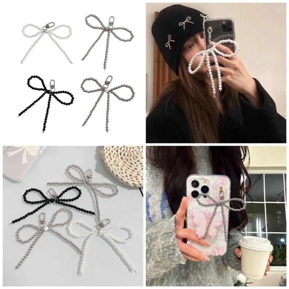 Любовь Сердце Жемчужный Бантик Брелок Подвесное Украшение Шнурок для Мобильного Телефона Кольцо для Ключей Женщины Девушки
