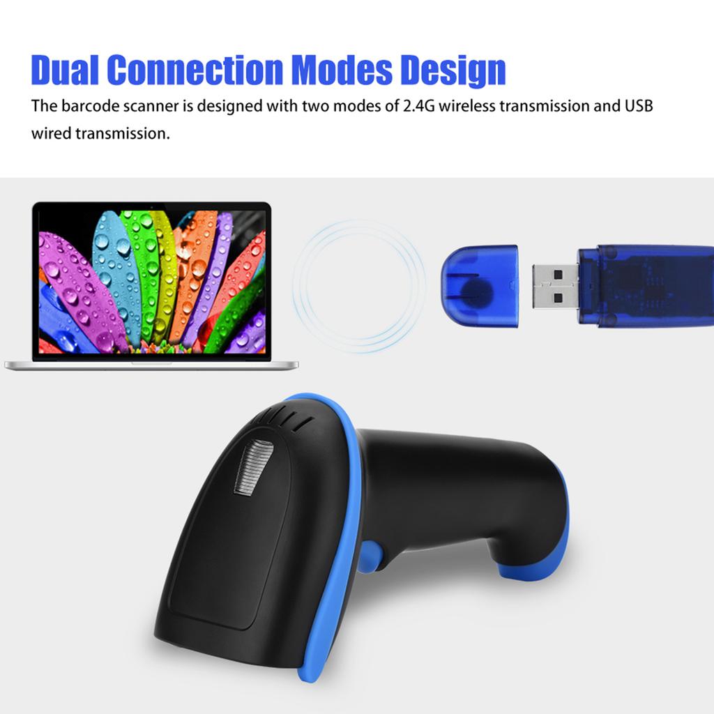 Wireless Bluetooth Barcode Bar Code Scanner Reader for iOS Android Windows Blue