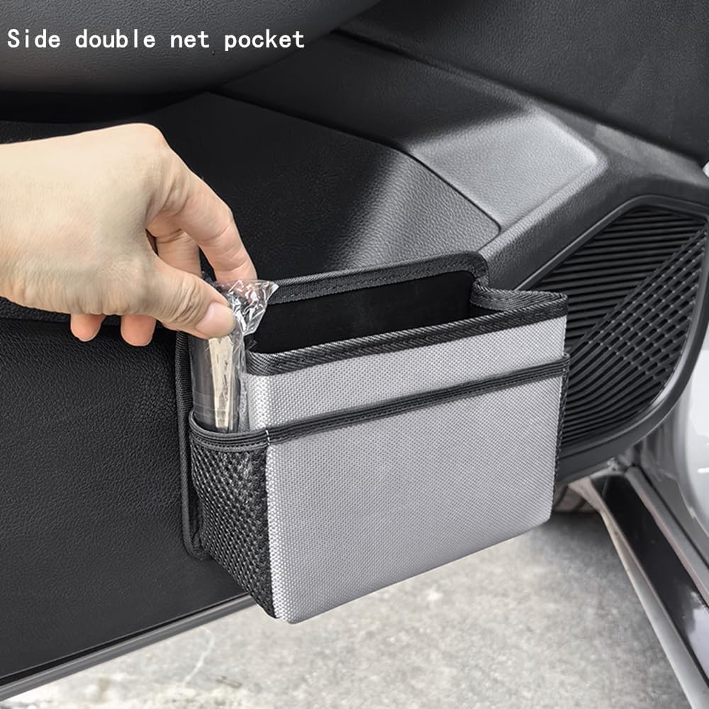 Car Trash Can, Foldable Multifunctional Hanging Storage Box Trash Can with a Roll of Garbage Bag, Multi Pocket Design Suitable for Car, Home, and