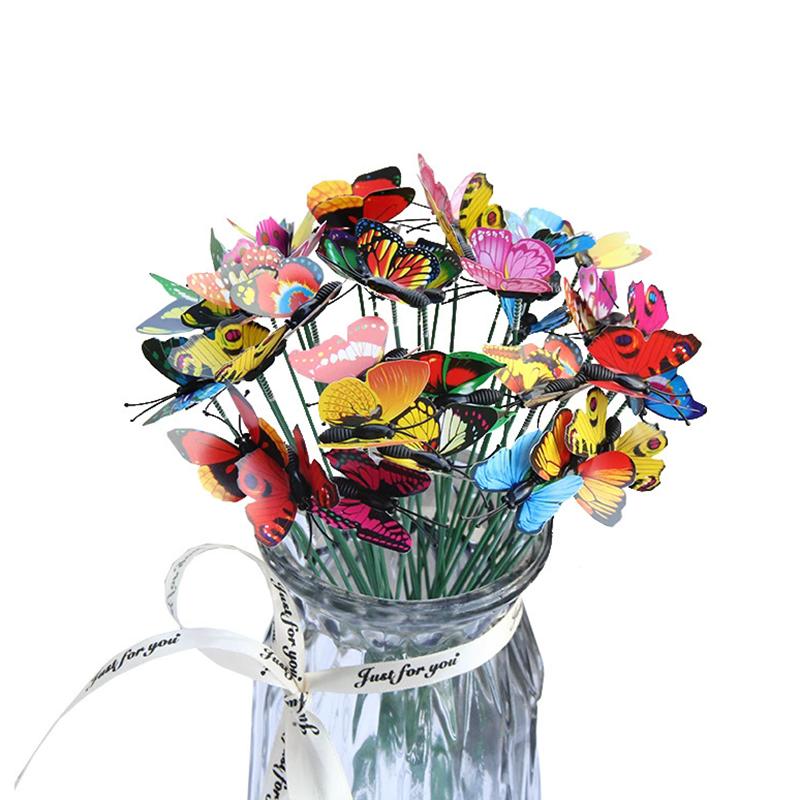 WTEMPO Весна Лето Сад Фермерское Поле Декор Колышек Цветочная Композиция Украшения 3D Вставляемый Шест Садовая Бабочка Садовые Растения в Горшках Украшения