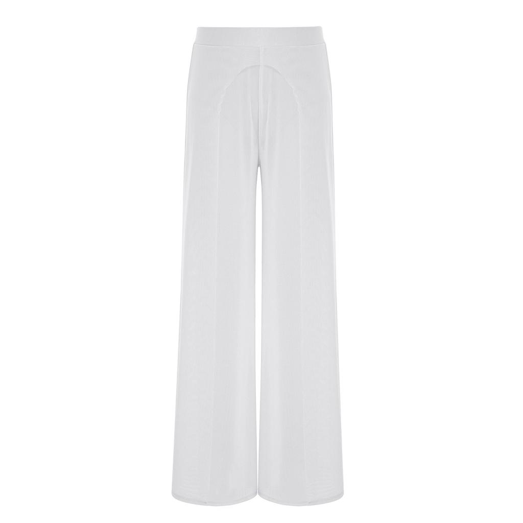 Girls Competition Dance Pants: Elastic Waistband Wide-Leg Mesh with Built-In Briefs for Lyrical Performance