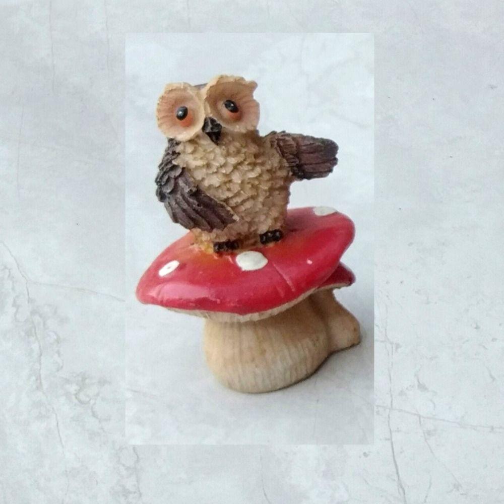 Креативная статуя животного, водонепроницаемая миниатюрная статуэтка, скульптура, сова, гриб, украшение для улицы