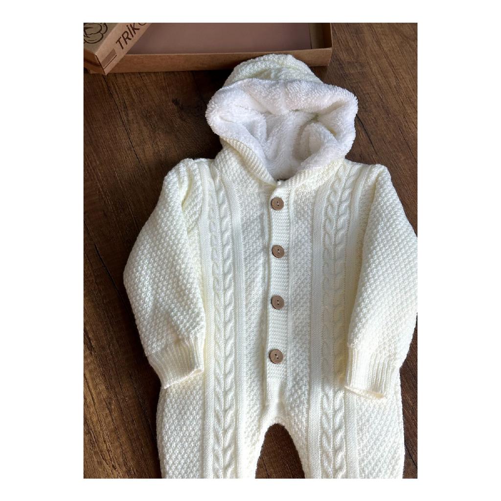 Трикотаж Комбинезон для новорожденных с овечьей шерстью внутри, очень мягкий узор для вязания волос