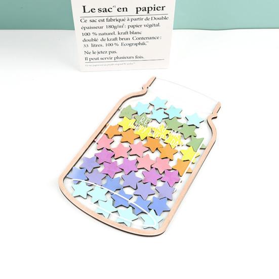 Wooden Reward Jar with 25 Colorful Stars Flowers Kids Students Potty Training Positive Behavior Chart System Home Classroom Management Tool