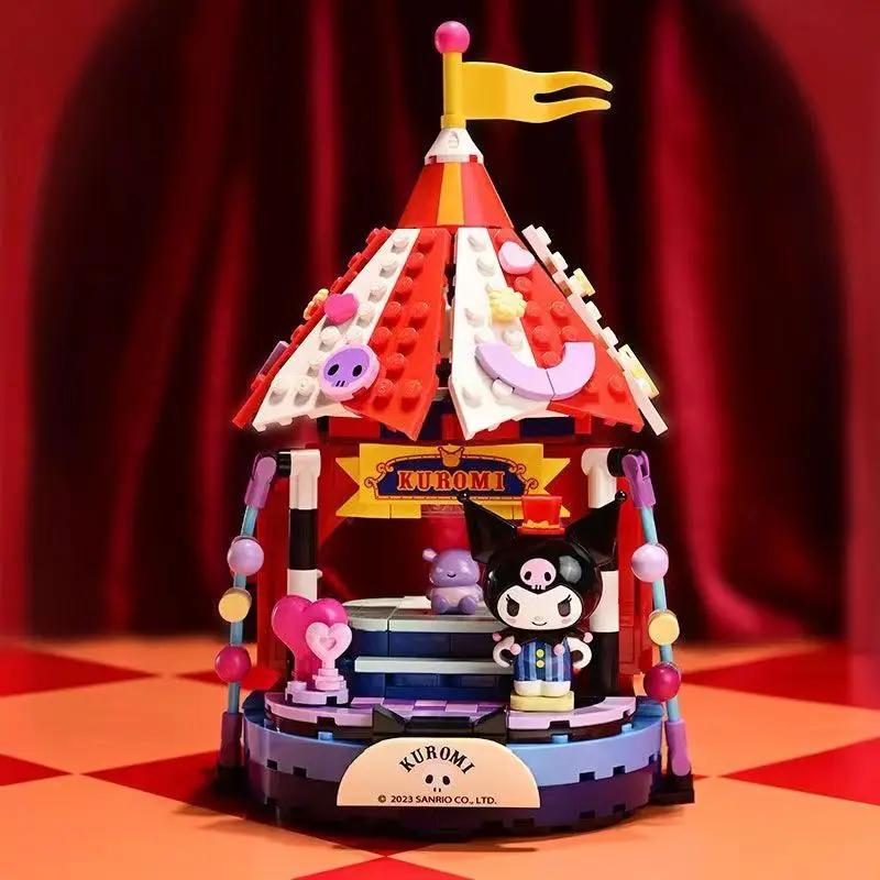 Keeppley Sanrio Почакко Волшебный Цирк Строительные Блоки Куроми Хелло Китти Аниме Персонаж Сцена Креативное Украшение Детские Игрушки Подарок