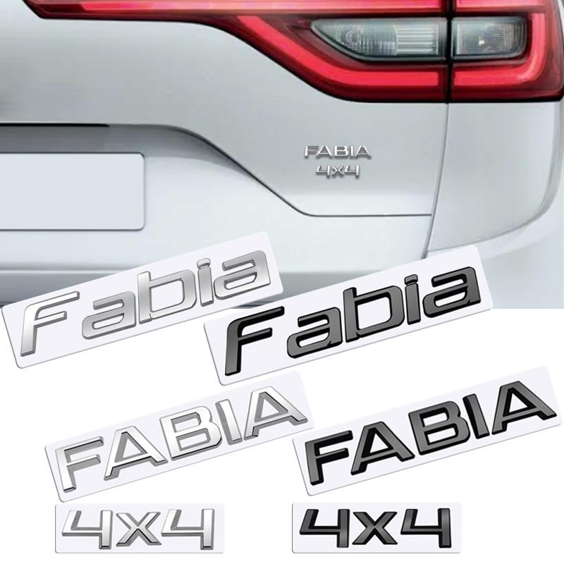 DDWO5 MetaL 3D Badge Logo Car Rear Trunk Body Sticker Letter Emblem For Skoda FABIA 4X4 Accessories Glossy Black Matte black