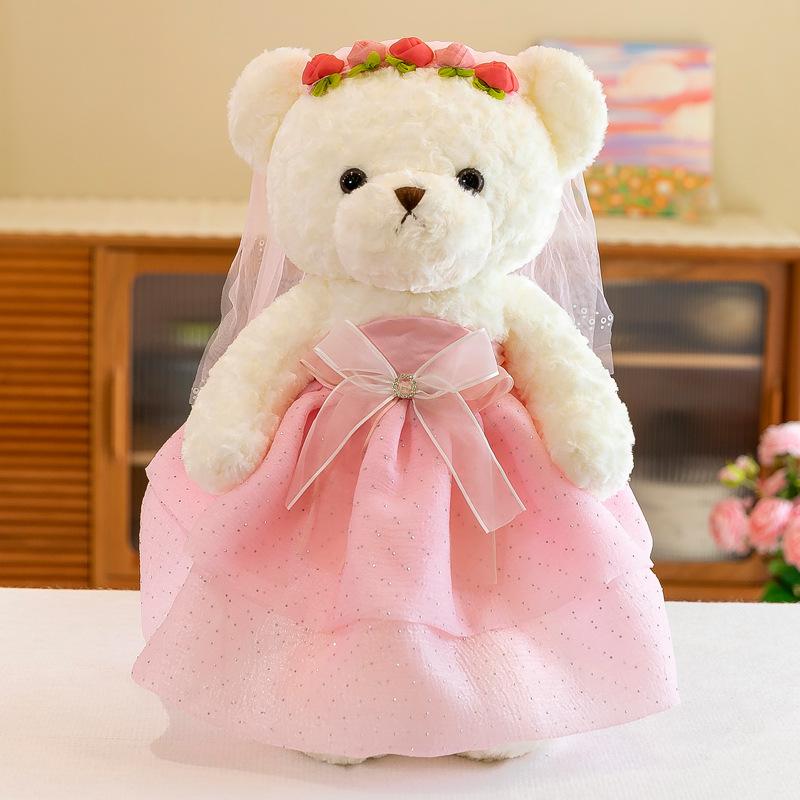 Couple Wedding Dress Bear Plush Doll Wedding Bed Press Doll Engagement Gift Plush Toy Wedding Decoration