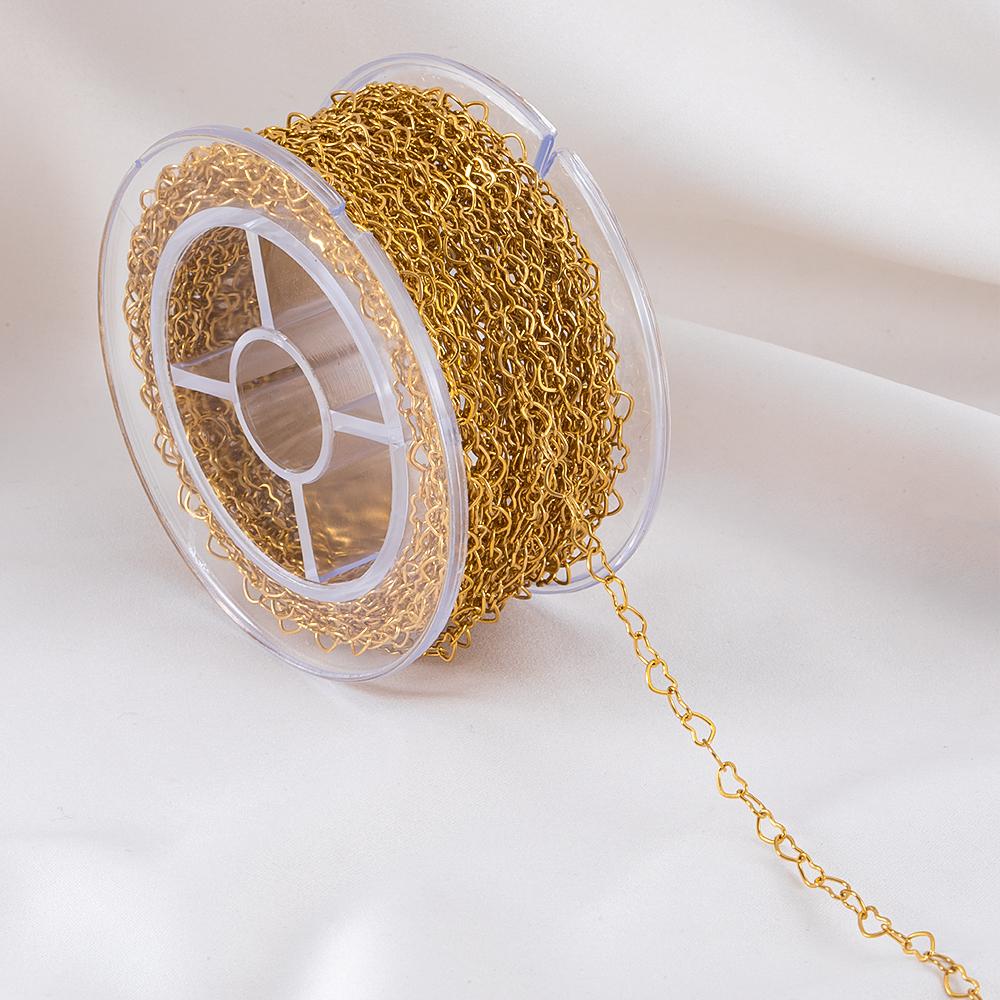 1M Stainless Steel Geometry Hollow Flat Love Heart Link Chains for Party Necklace Bracelet Components Jewelry Findings DIY Chain