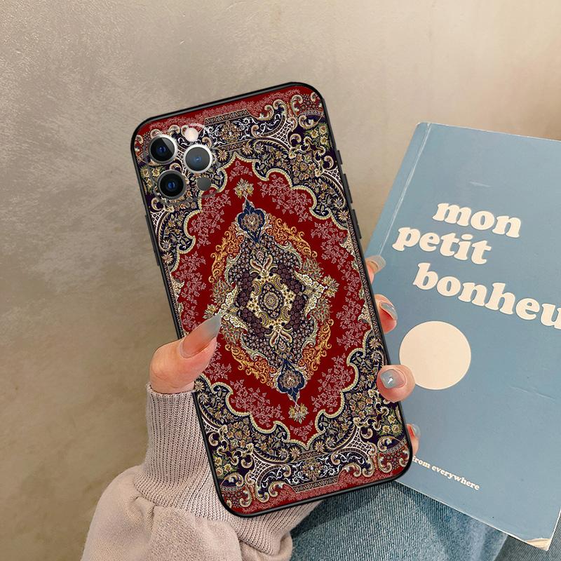 Retro Ethnic Carpets Turkish Rug Funda For IPhone 18 14 12 11 13 15 16 Pro Max Mini X XS XR Plus Phone Case Cover