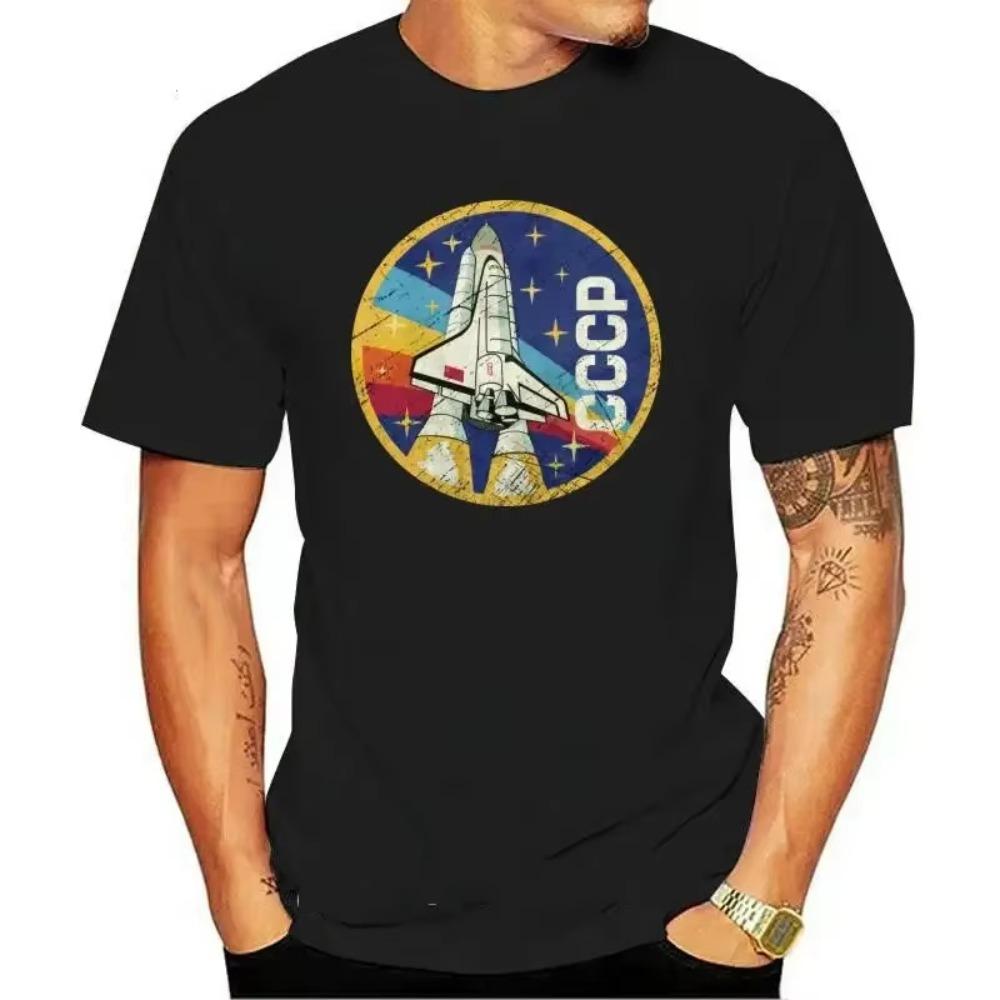 Новая винтажная футболка CCCP, мужская футболка с изображением космической ракеты, футболка СССР, Советский Союз, футболка с круглым вырезом и короткими рукавами, уличная одежда, хлопковые футболки, подарок