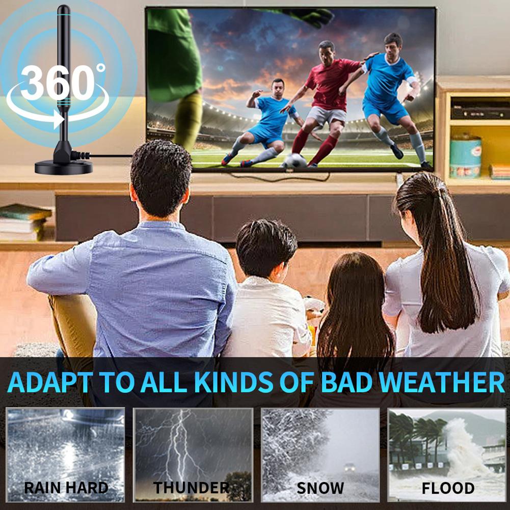 4K/1080P HD Digital TV Antenna Magnetic Base 480+ Miles Portable HD TV Antenna VHF UHF Indoor Outdoor Antenna for DVB-T2 TV HDTV