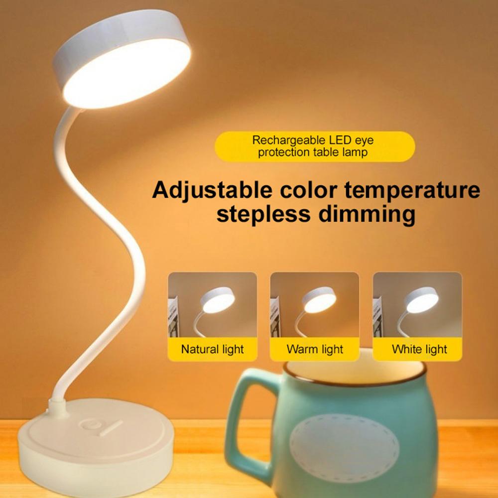 LED Desk Lamp Usb Powered Table Light Touch Dimming Portable Lamp 3 Color Stepless Dimmable Eye Protection Bedroom Bedside Lamp