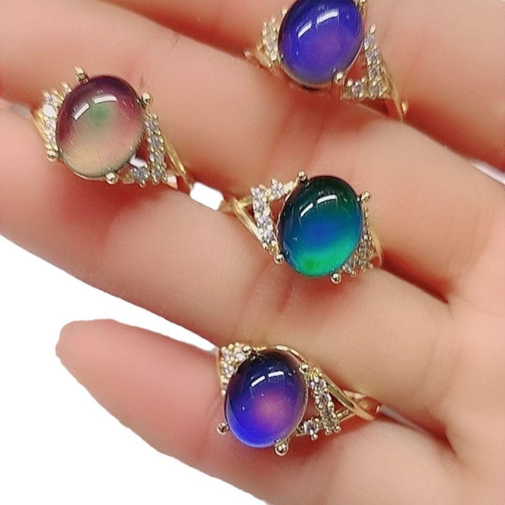 Temperature Control Color Changing Color Ring Oval Color Changing Mood Ring  Men Women