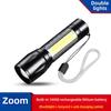 511 Mini USB Rechargeable LED Flashlight with COB Telescopic Zoom and Logo Printing