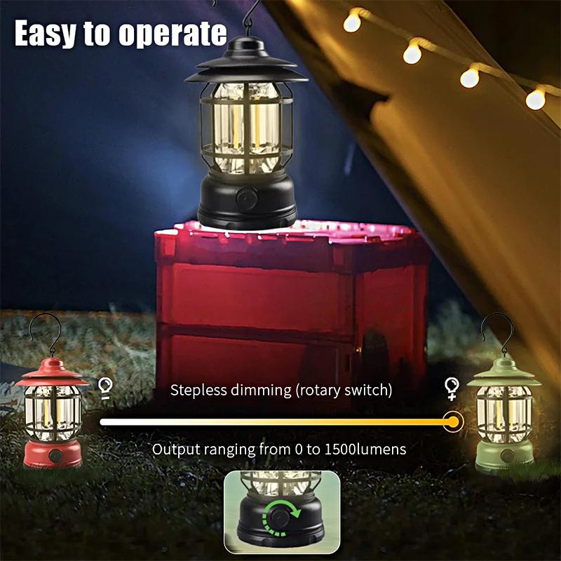 1PC LED Tent Light Outdoor Without Battery Retro Waterproof Portable Camping Lamp Super Bright for Hiking Fishing