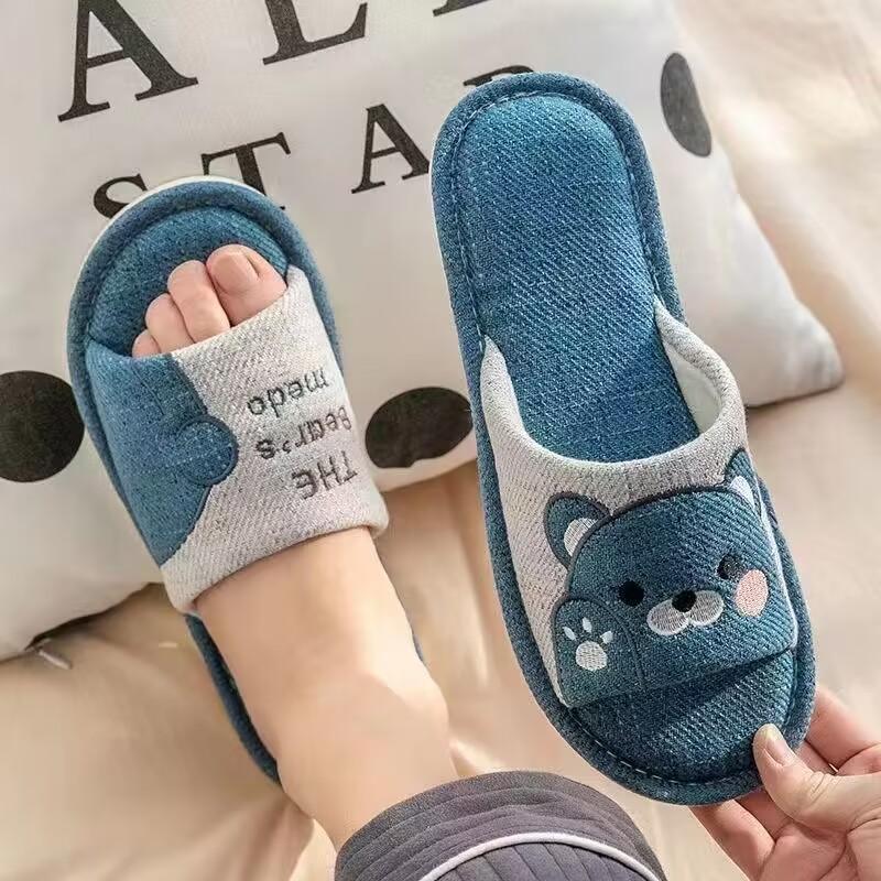 Льняные тканевые тапочки, женские летние домашние тапочки для пар, домашние деревянные напольные тапочки из хлопка и льна с мягкой подошвой, носимые тапочки