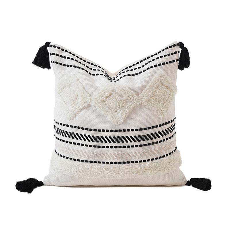 Наволочка Геометрический жаккард Наволочка Хлопок Стирающаяся ткань Чехол для подушки 45х45см Украшение для гостиной