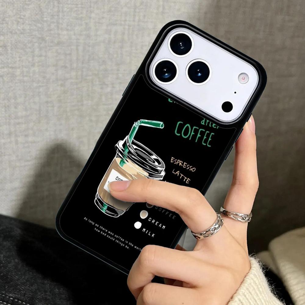 Чехол Case для iPhone 17 Air 16 Pro Max 15 Plus 11 13 Mini 14 12 Задняя крышка телефона Чашка кофе