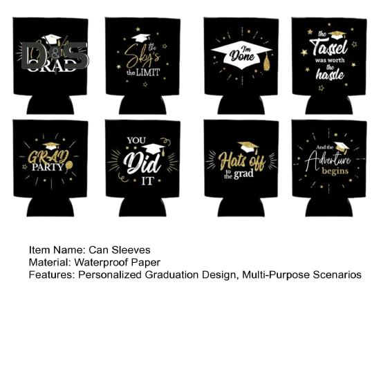 8 шт. охлаждающих чехлов для банок на выпускной, черные и золотые крышки для банок объемом 12 унций, подарок выпускникам 2025 года на выпускной в медицинском колледже