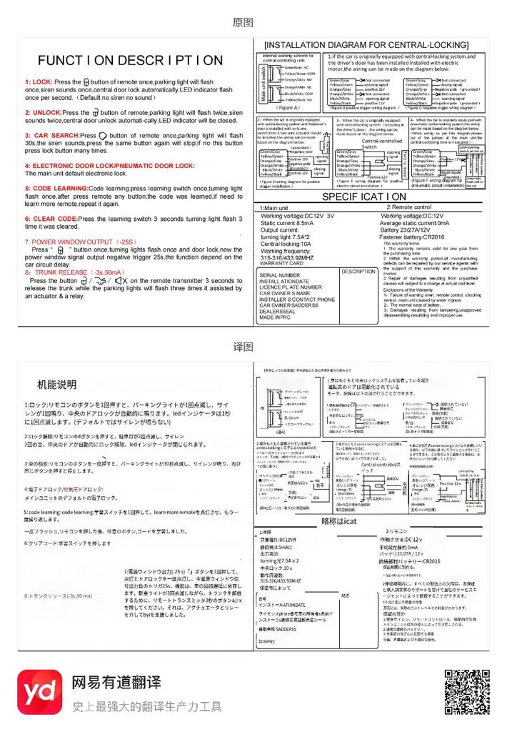Universal External Parts Car Accessories Door Lock Kit with Actuator Keyless Application Central