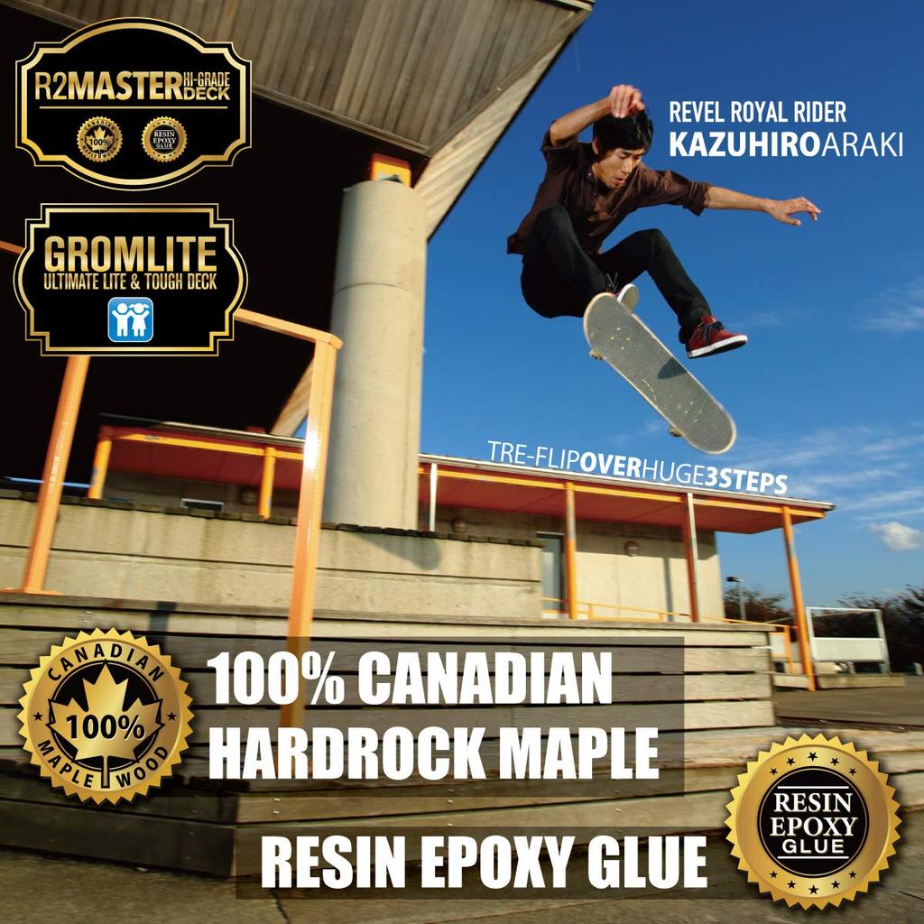 Skateboard Blank Solid Wood Canadian Hard Rock Maple with Epoxy Resin Cold Pressed OMG! Deck, Grain, 100% Glue, (Natural, 7.75)
