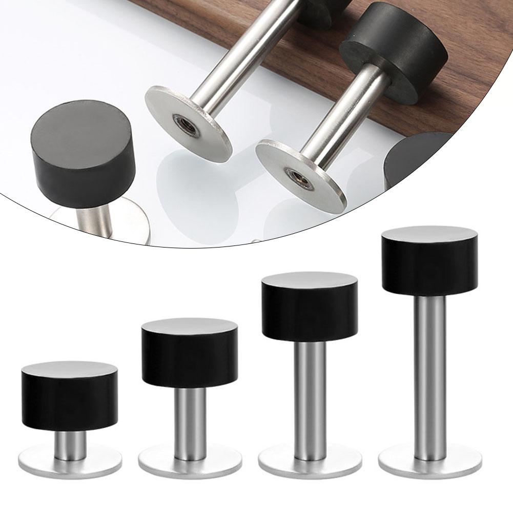 Бесшумный резиновый дверной упор с защитой стен в раме из нержавеющей стали