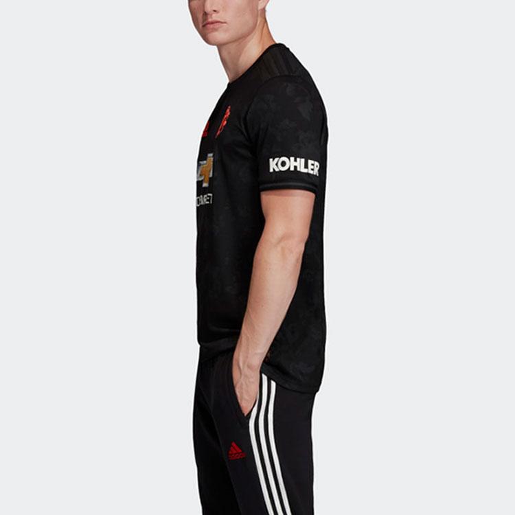adidas Мужские черные футболки Манчестер Юнайтед для футбола, умеренный прямой крой ED7390