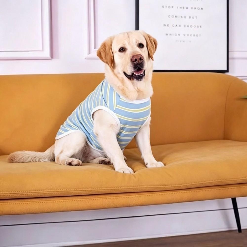 Round Neck Pet Striped T-Shirt Breathable Dog Sunscreen Vest Dog Cooling Vest Postoperative Care