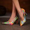 2024 Shoes Female Slip On Women's High Heels Elegant Dress Pumps Women Mixed Colors Pointed Toe Thin Heel Plus Size Ladies Shoes