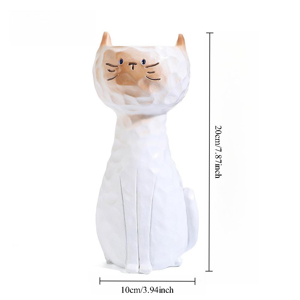 Creative Desktop Planter Cute Cat Shape Vase Ornament Resin Vase Decoration Hydroponic Plant Container Home Decor Accessories