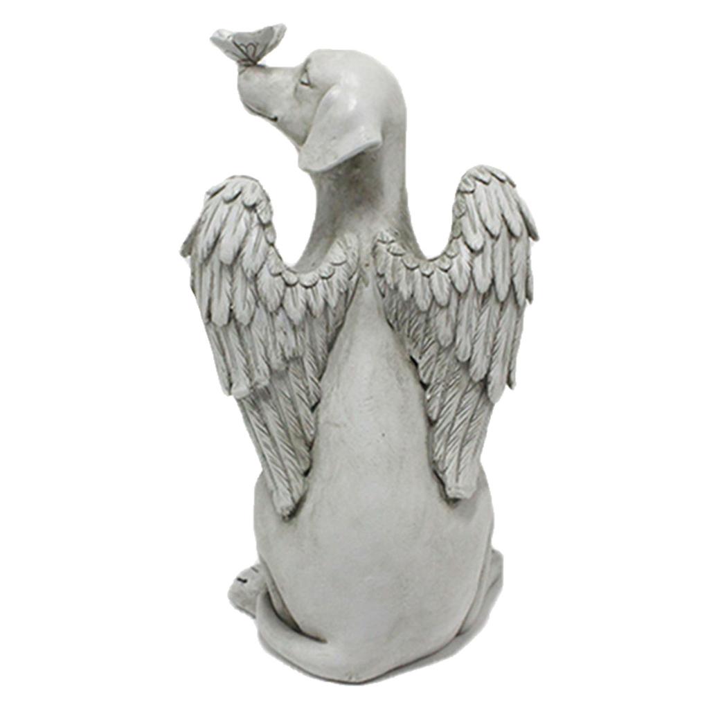 Angel Dog Memorial Statue Hand Carving Vivid Exquisite Synthetic Resin Pet Memorial Stones for Outdoor Garden