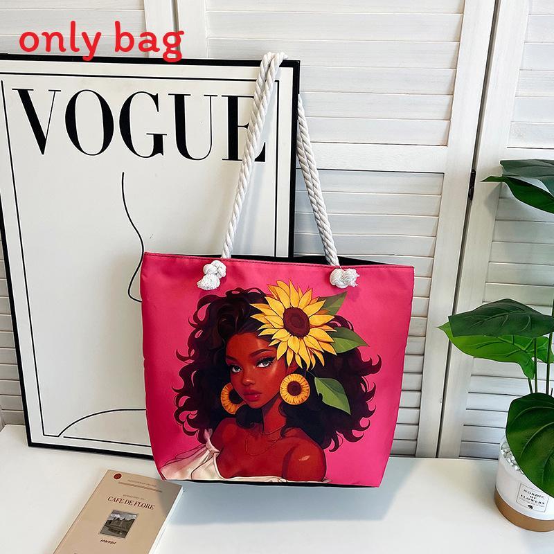 Canvas Tote Bag For Women With Creative Print And Spliced Design For Casual Travel