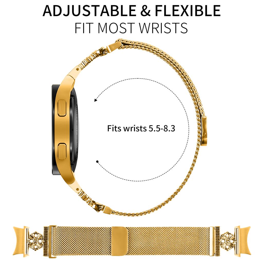 Для Samsung Galaxy Watch6 Classic/Watch6 Миланский ремешок для часов Цветок Ремешок из нержавеющей стали с коннектором