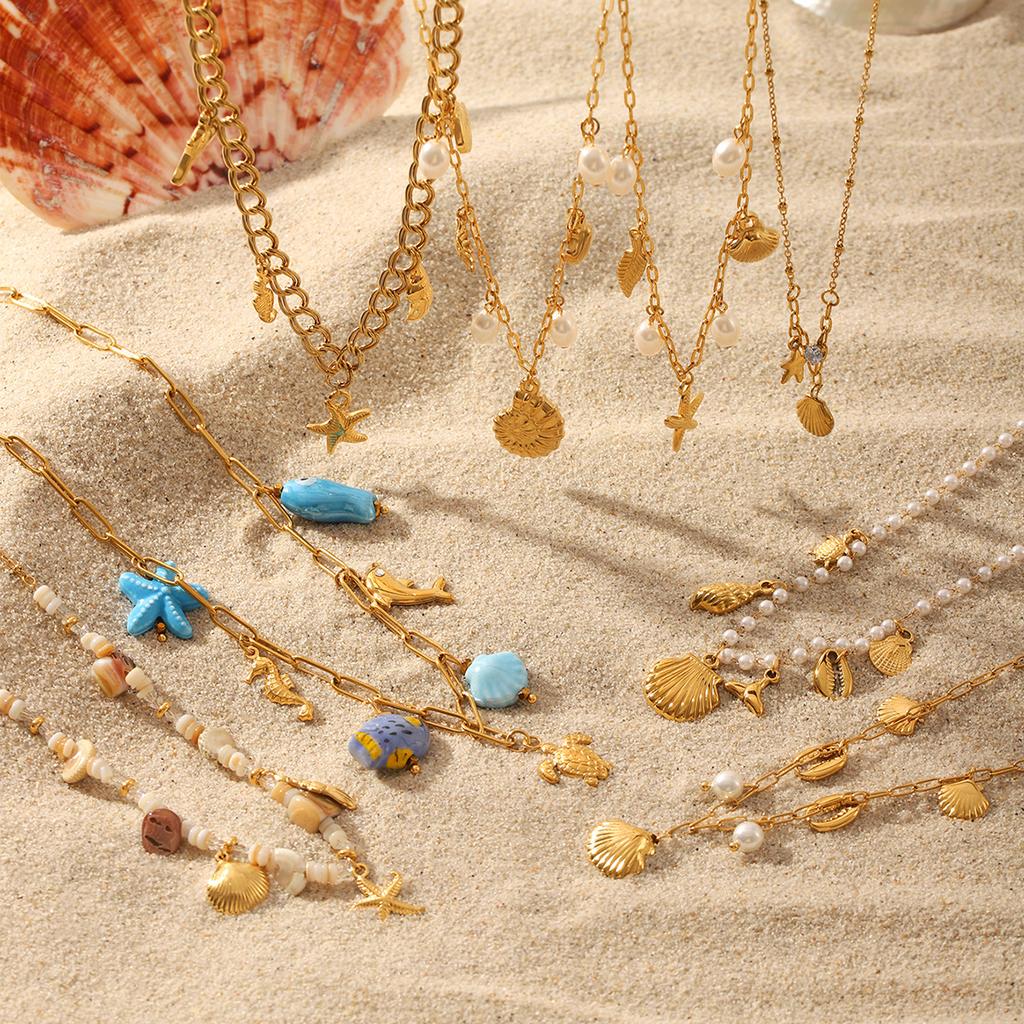 Ocean Fade Resistant Tassel Choker Necklace Elegant Shell Pendant Jewelry